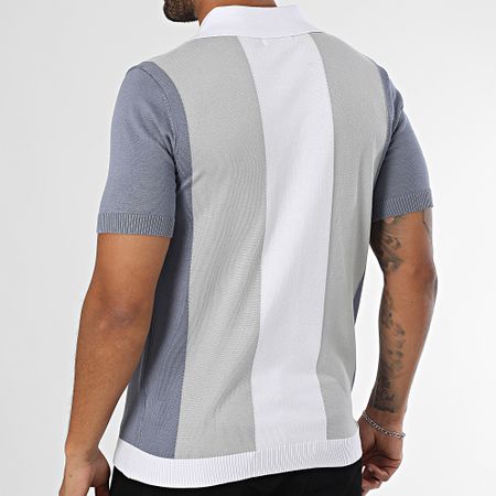 Frilivin - Polo manica corta con zip 087 bianco blu grigio