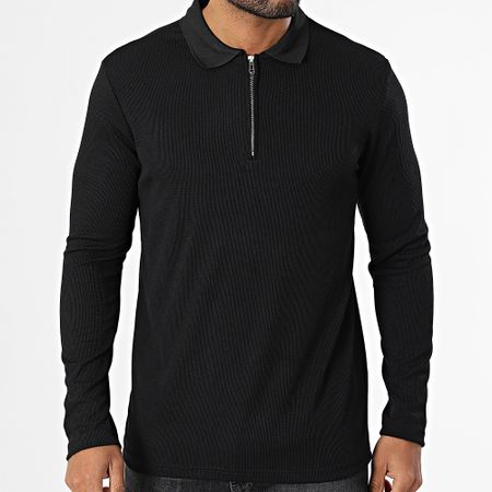 Frilivin - Polo con zip a manica lunga A68 Nero