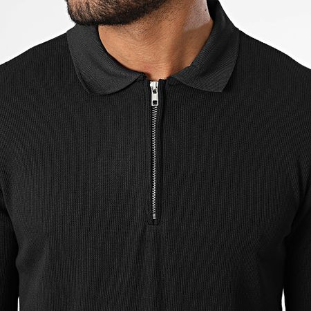 Frilivin - Polo con zip a manica lunga A68 Nero