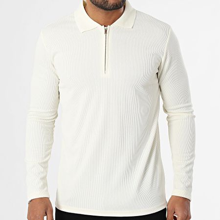 Frilivin - Polo manica lunga con zip A68 Beige chiaro