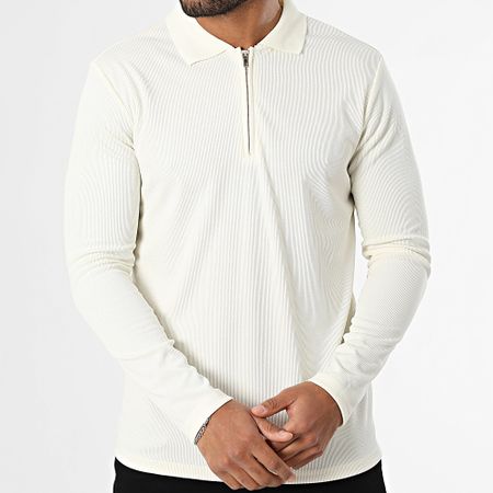 Frilivin - Polo manica lunga con zip A68 Beige chiaro