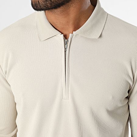 Frilivin - Polo manica lunga con zip A68 Beige