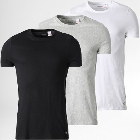 Calvin Klein - Set di 3 magliette 4051 nero grigio erica bianco