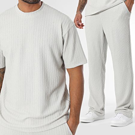 Ikao - Set composto da maglietta grande oversize e pantaloni larghi 104 grigio chiaro