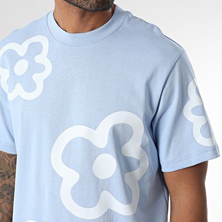 Frilivin - Maglietta oversize 08C Azzurro Cielo Blu Floreale