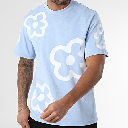 Frilivin - Maglietta oversize 08C Azzurro Cielo Blu Floreale