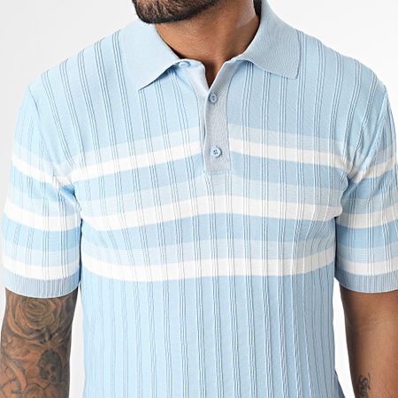 Classic Series - Polo manica corta a righe 011 azzurro bianco