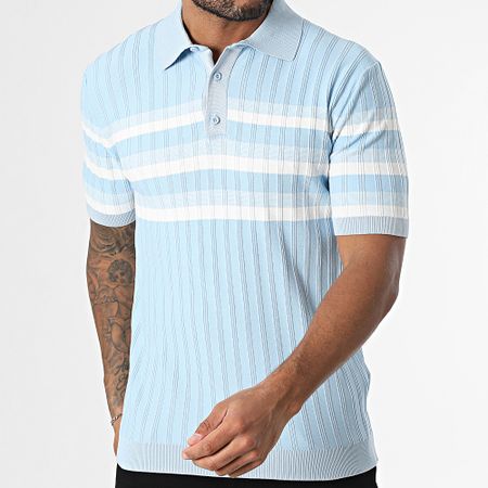 Classic Series - Polo manica corta a righe 011 azzurro bianco