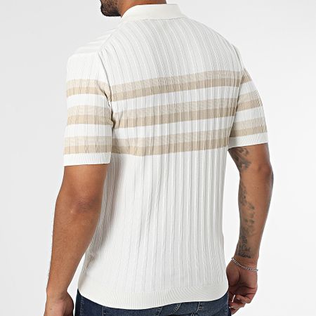 Classic Series - Polo manica corta a righe 011 Bianco Beige