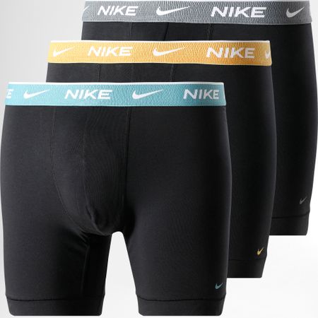 Nike - Set di 3 boxer KE1007 Nero Azzurro Giallo Grigio