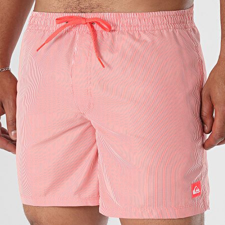 Quiksilver - Pantaloncini da bagno solidi a righe EQYJV04120 Rosso Bianco