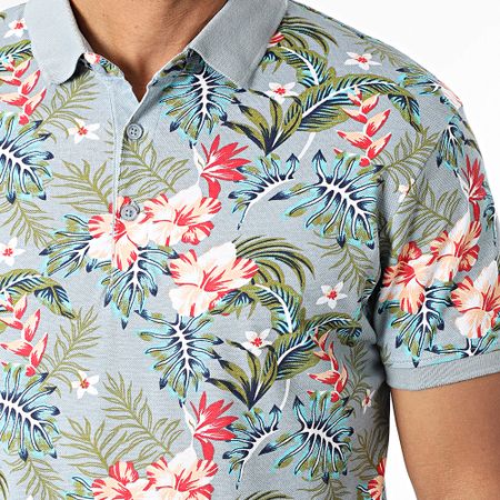 American People - Polo Plaisir a maniche corte Grigio Floreale