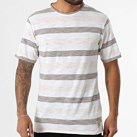 American People - Twitter Maglietta a righe bianche beige marroni