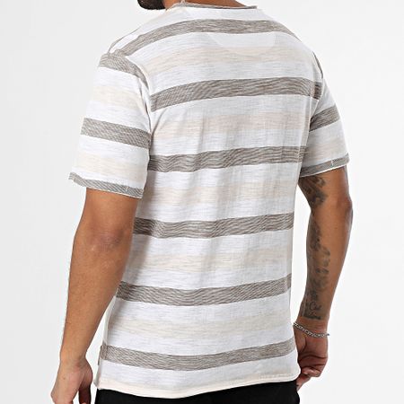 American People - Twitter Maglietta a righe bianche beige marroni