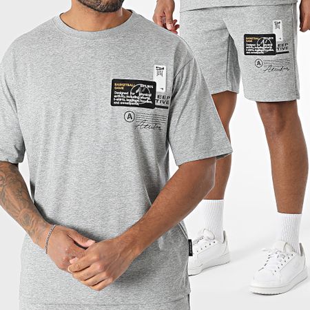 MTX - 862 Set composto da maglietta oversize e pantaloncini da jogging di colore grigio erica
