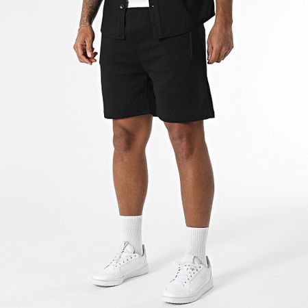 MTX - 303 Set di camicia a maniche corte e pantaloncini da jogging neri testurizzati