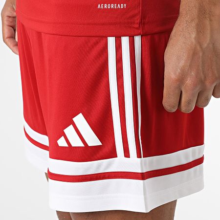 Adidas Sportswear - SQUA25 Maglia da jogging a righe e set di pantaloncini JE2601 JE7745 Rosso Bianco