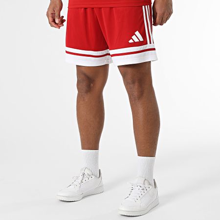Adidas Sportswear - SQUA25 Maglia da jogging a righe e set di pantaloncini JE2601 JE7745 Rosso Bianco