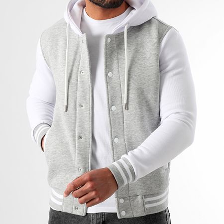LBO - Giacca Teddy con cappuccio 3841 Bianco Grigio Heather