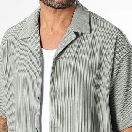 Jack And Jones - Camicia a maniche corte plissettata Resort Horizon Verde chiaro Khaki