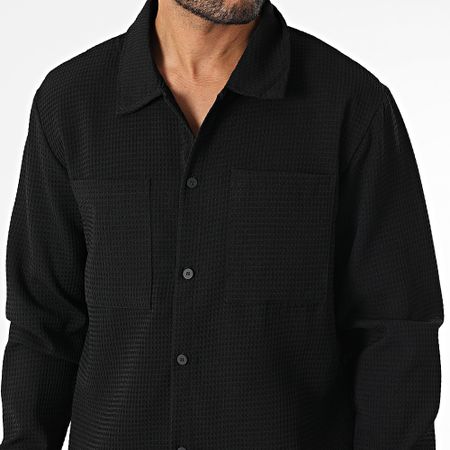 Uniplay - Set camicia e pantaloni a maniche lunghe in Waffle 163 nero
