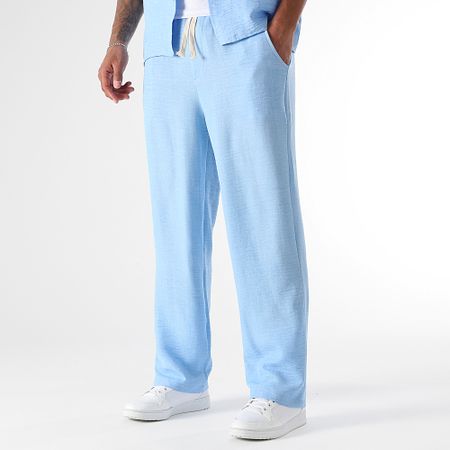 LBO - Set camicia a maniche corte e pantaloni larghi effetto lino 2059 Azzurro