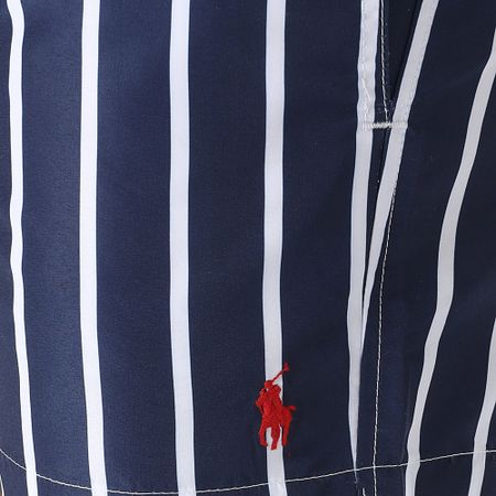 Polo Ralph Lauren - Pantaloncini da bagno Original Player slim fit a righe bianche e blu navy