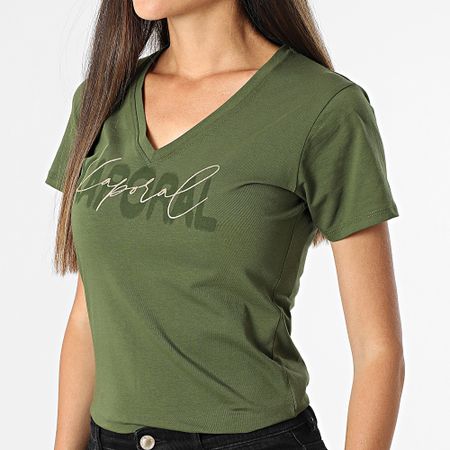 Kaporal - Maglietta Vasic Donna con scollo a V Verde Khaki