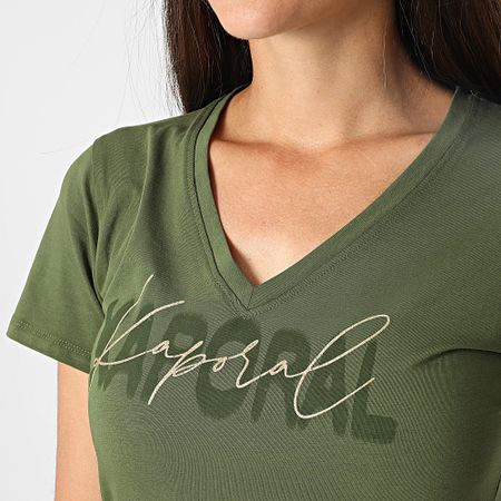 Kaporal - Maglietta Vasic Donna con scollo a V Verde Khaki