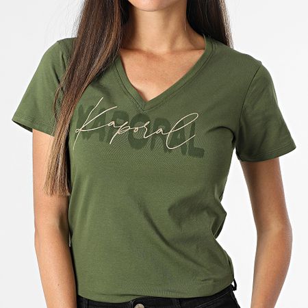 Kaporal - Maglietta Vasic Donna con scollo a V Verde Khaki