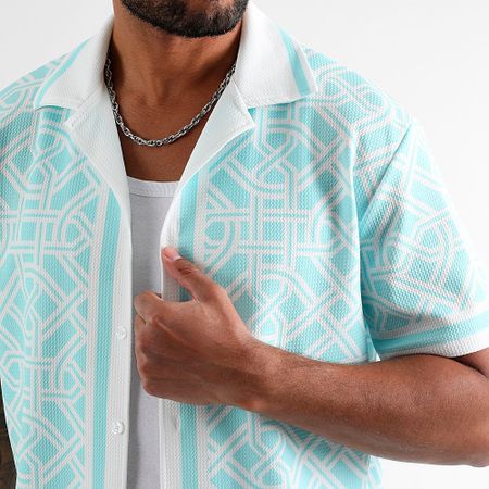 LBO - Set camicia a maniche corte e pantaloncini da jogging stampati 2065 Verde menta Bianco