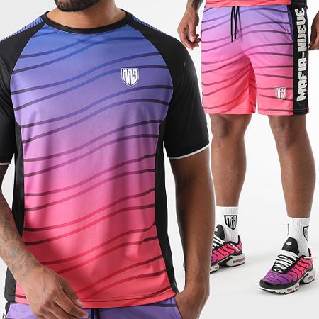 MA9 Mafia Nueve - Hypernova Electric Night Faster Set di maglietta e pantaloncini da jogging neri