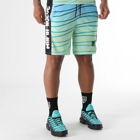 MA9 Mafia Nueve - Set di pantaloncini da jogging e maglietta a righe Hypernova Volt Green Fresh Icy