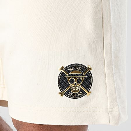 One Piece - Pantaloncini da jogging con logo beige oro