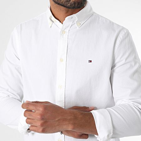 Tommy Hilfiger - Camicia Slim Flex a maniche lunghe Dobby 8556 Bianco
