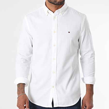 Tommy Hilfiger - Camicia Slim Flex a maniche lunghe Dobby 8556 Bianco