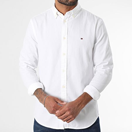 Tommy Hilfiger - Camicia Slim Flex a maniche lunghe Dobby 8556 Bianco