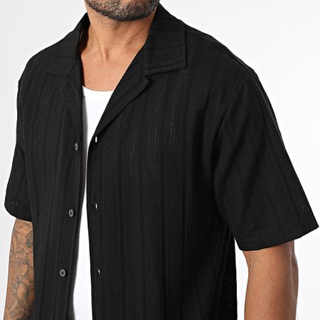 Zelys Paris - Camicia a maniche corte nera e set di pantaloncini da jogging a righe