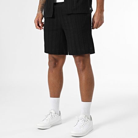 Zelys Paris - Camicia a maniche corte nera e set di pantaloncini da jogging a righe
