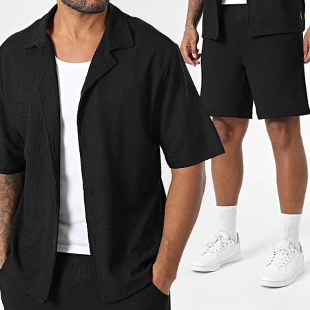 Zelys Paris - Set camicia a maniche corte e pantaloncini da jogging Ano Black