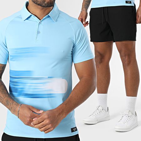 Zelys Paris - Ael Azzurro Nero Polo a manica corta e set di pantaloncini da jogging