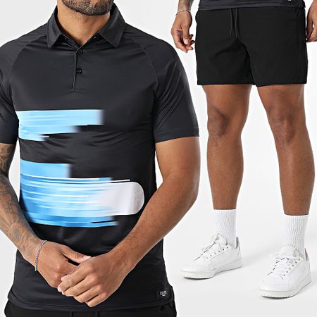 Zelys Paris - Set di pantaloncini da polo e pantaloncini da jogging neri Ael