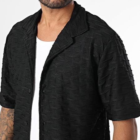 Zelys Paris - Set di camicia a maniche corte e pantaloncini da jogging con texture Ace nera