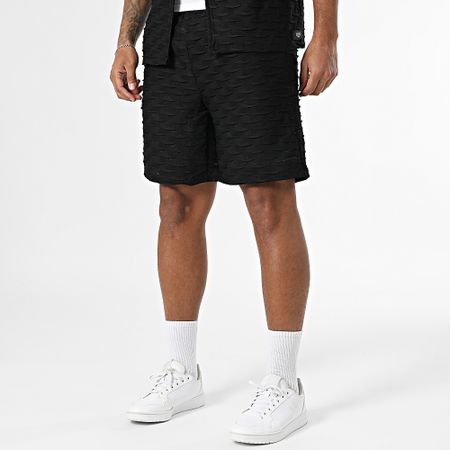 Zelys Paris - Set di camicia a maniche corte e pantaloncini da jogging con texture Ace nera