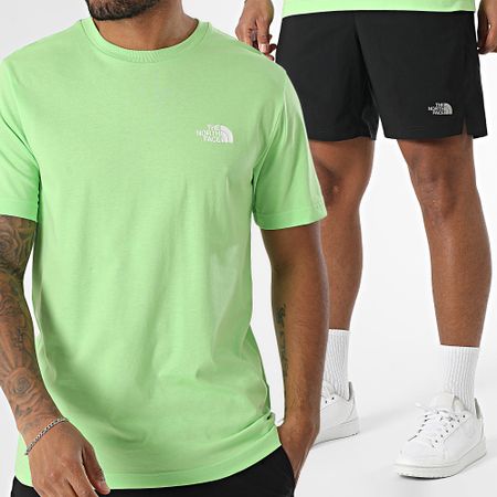 The North Face - Set di maglietta e pantaloncini da jogging A87NG A3O1B Nero Verde chiaro