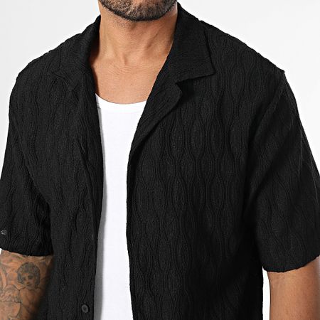 Zelys Paris - Set di camicia a maniche corte e pantaloncini da jogging testurizzati neri di Esto