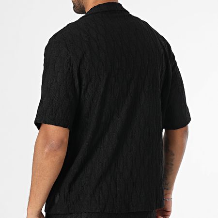 Zelys Paris - Set di camicia a maniche corte e pantaloncini da jogging testurizzati neri di Esto