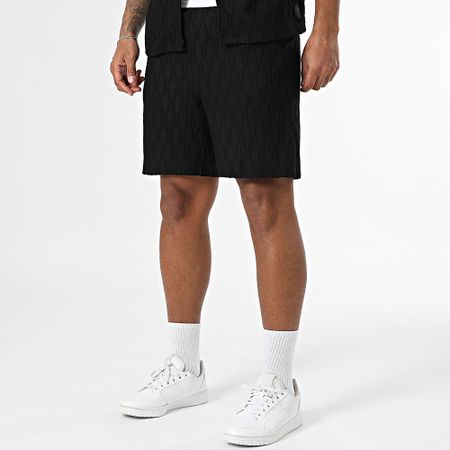 Zelys Paris - Set di camicia a maniche corte e pantaloncini da jogging testurizzati neri di Esto
