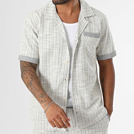 Mackten - Camicia a maniche corte e pantaloncini 118 Ecrù Blu Navy Set