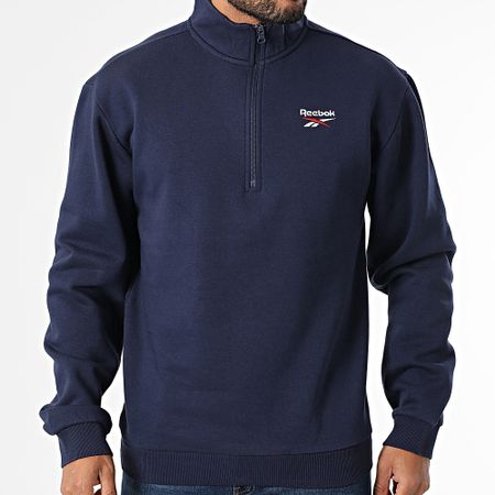 Reebok - Identity SL Felpa in pile con collo a zip 100202890 Blu navy